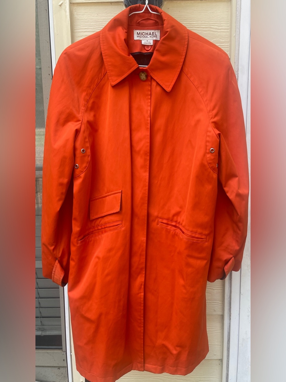 Michael Kors Women's Orange Trench Coat Removable liner Size S MSRP $275
